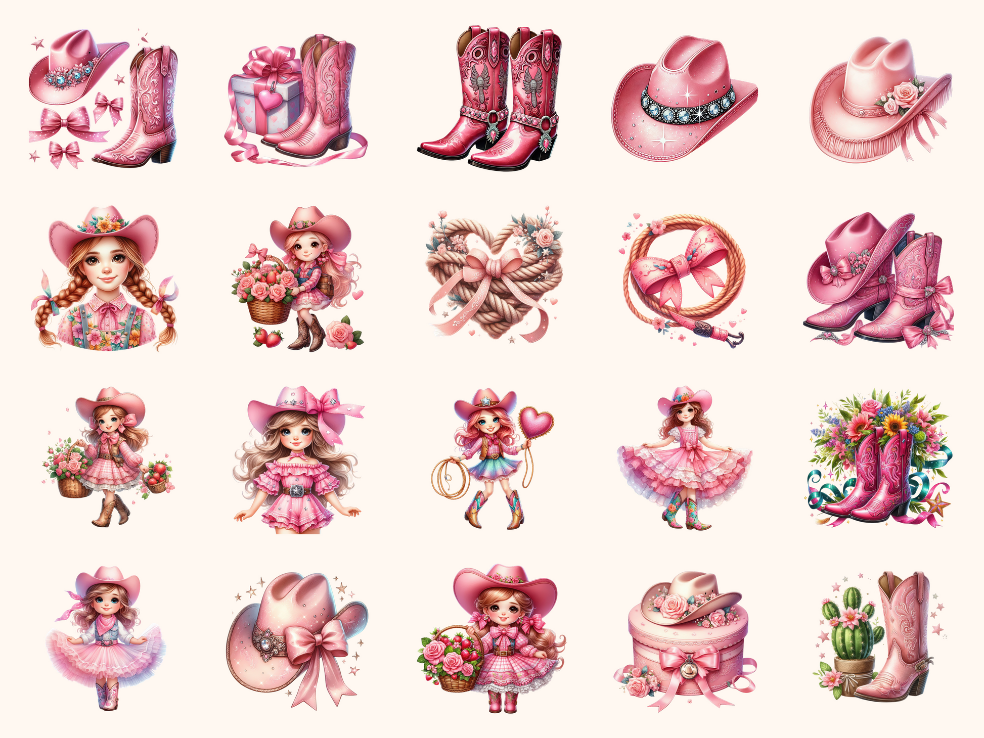 Pink Cowgirls Clipart