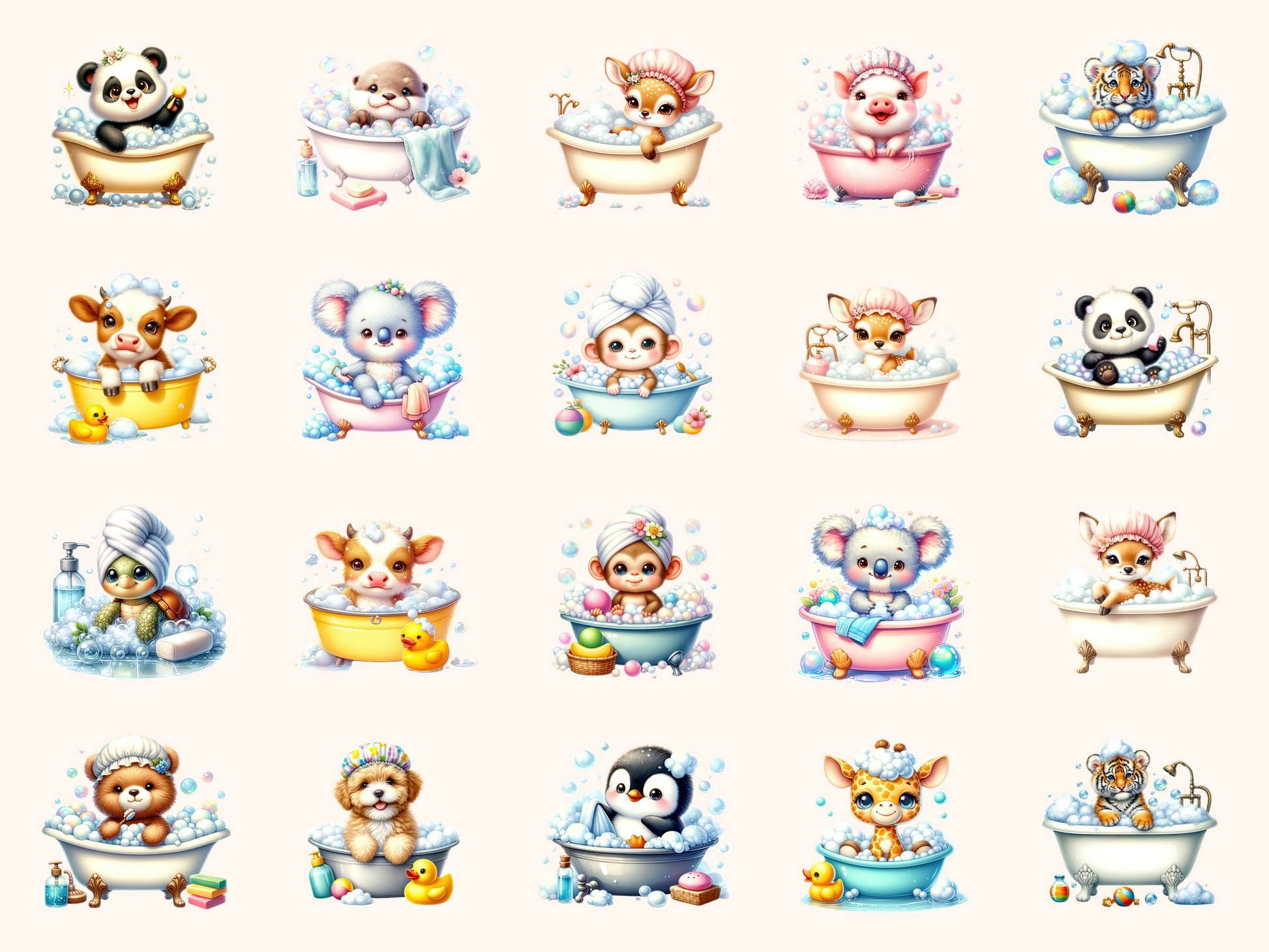 Bath Animals Clipart
