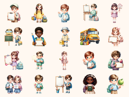 First Day of School Kids Clipart