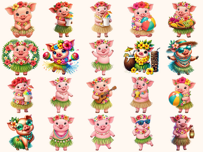 Hula Pigs Clipart