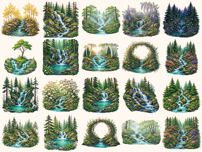 Forest Waterfalls Clipart