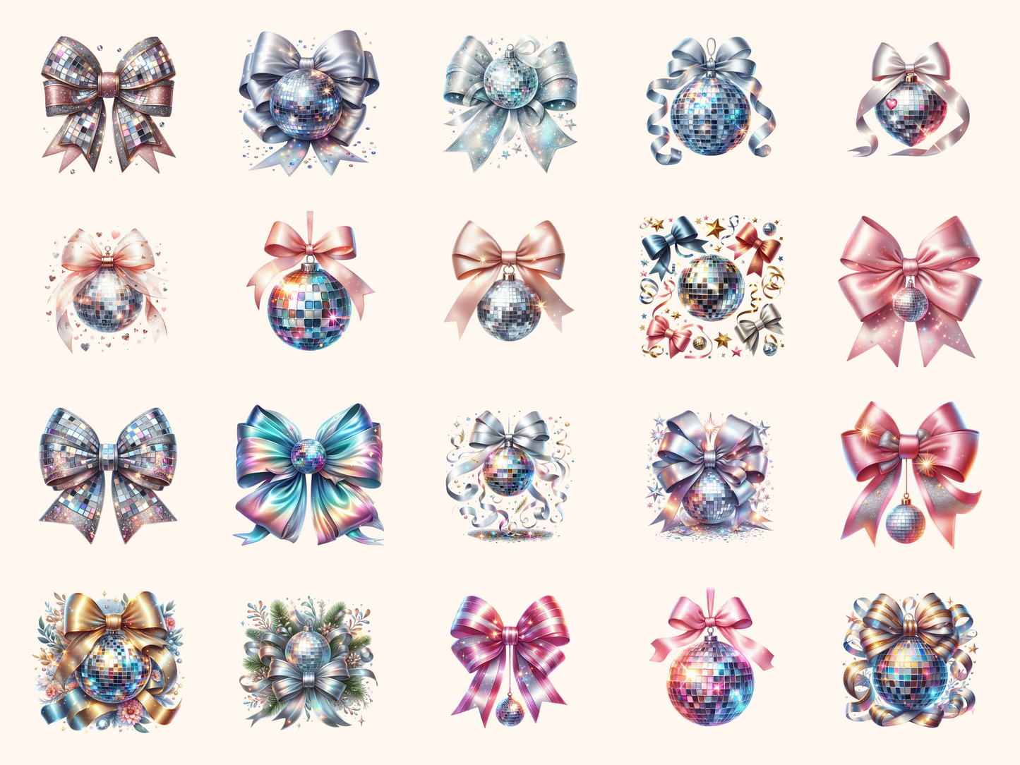 Disco Ball Bow Clipart