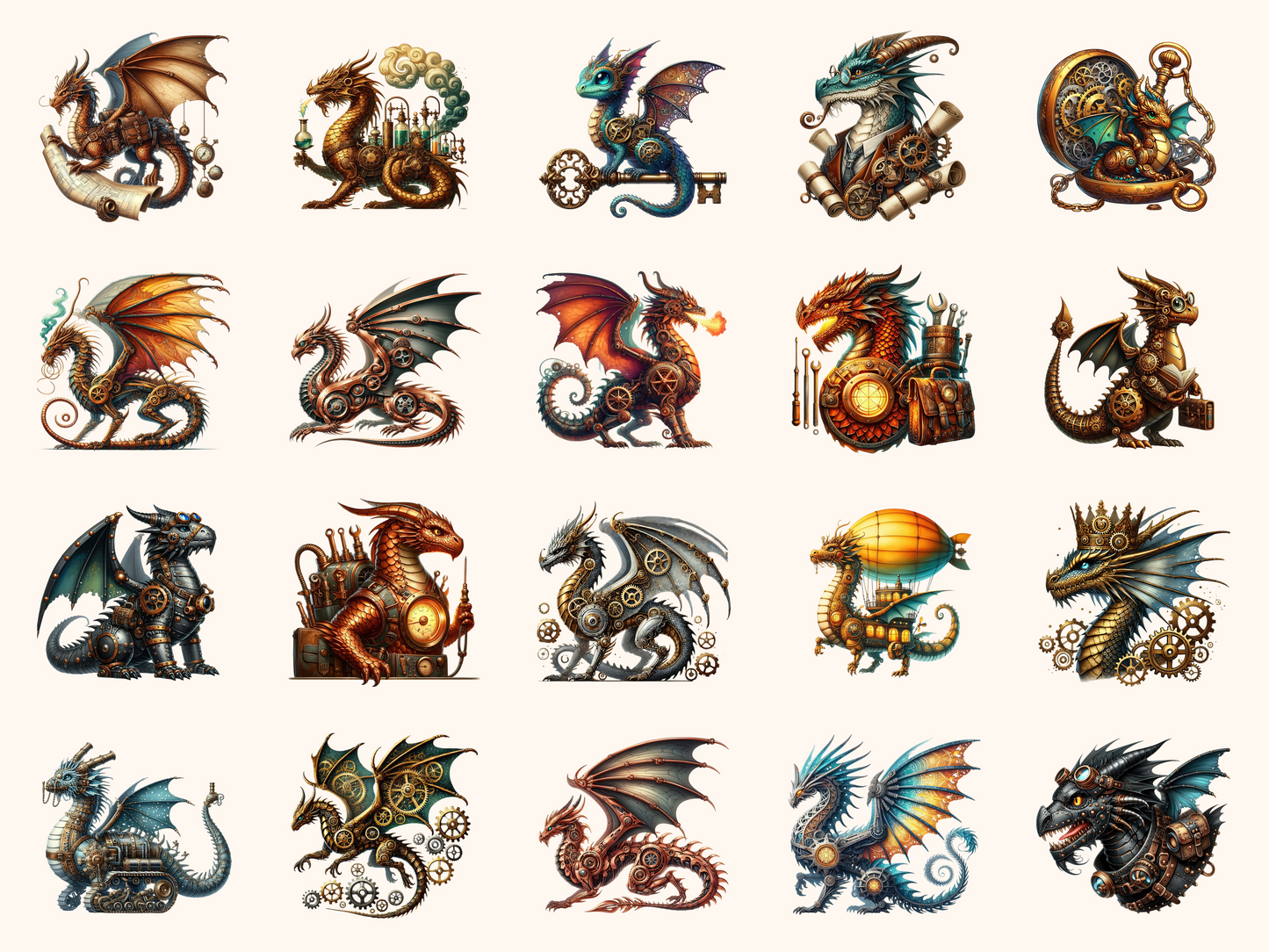 Steampunk Dragons Clipart