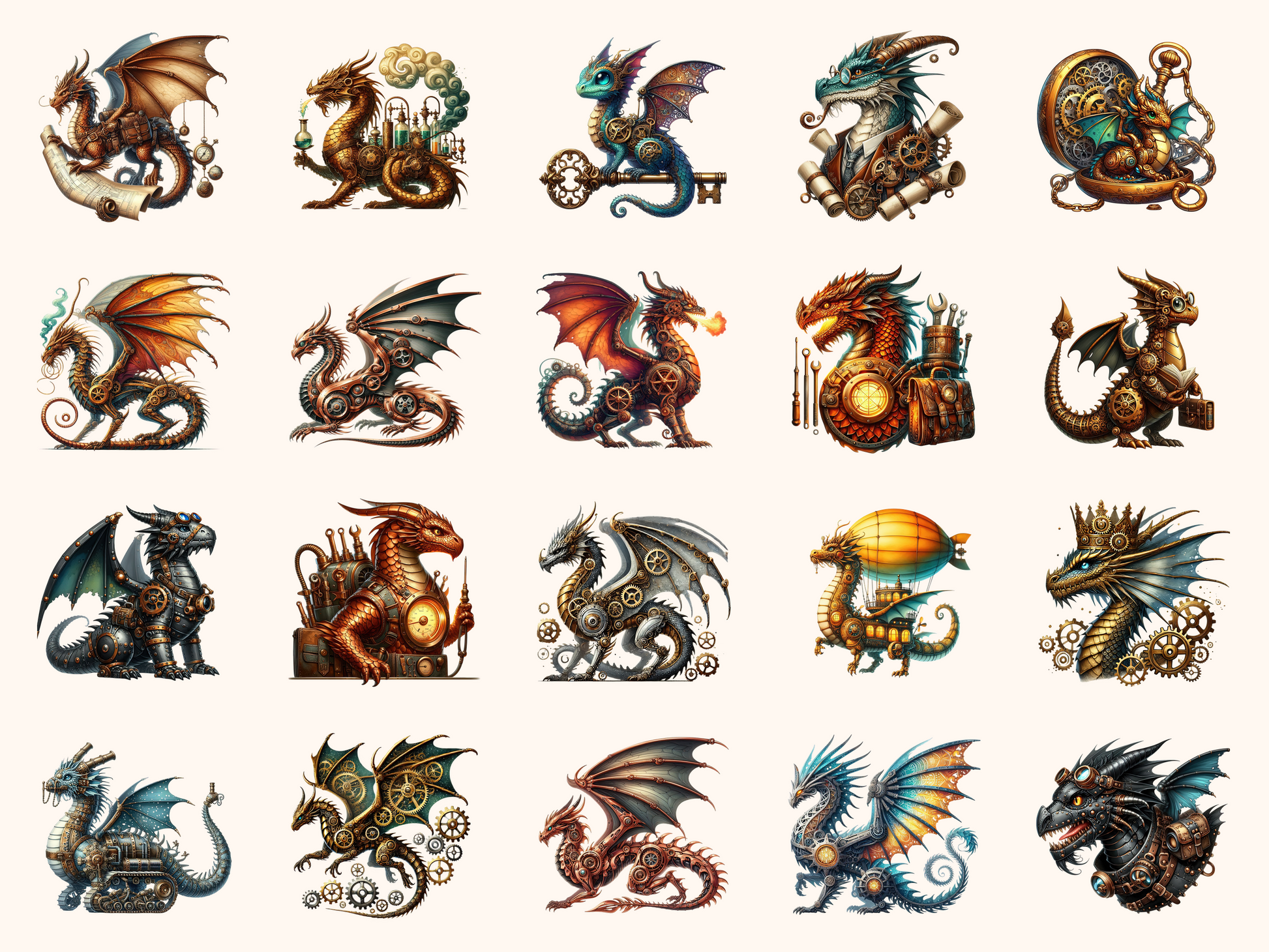 Steampunk Dragons Clipart