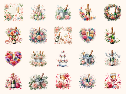 Petals & Champagne Clipart