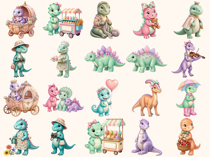 Girl Dinosaurs Clipart