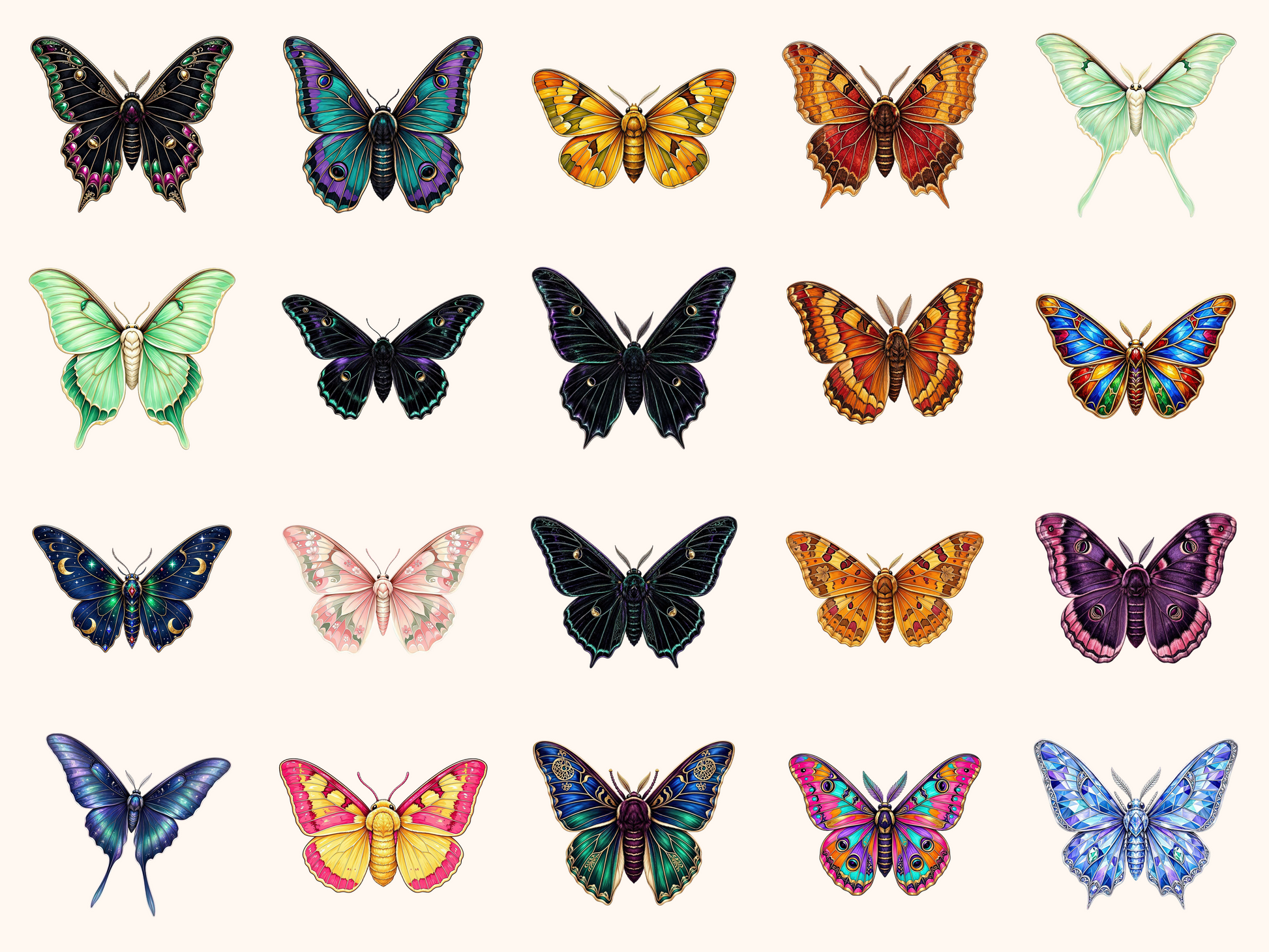 Fantasy Moths Clipart
