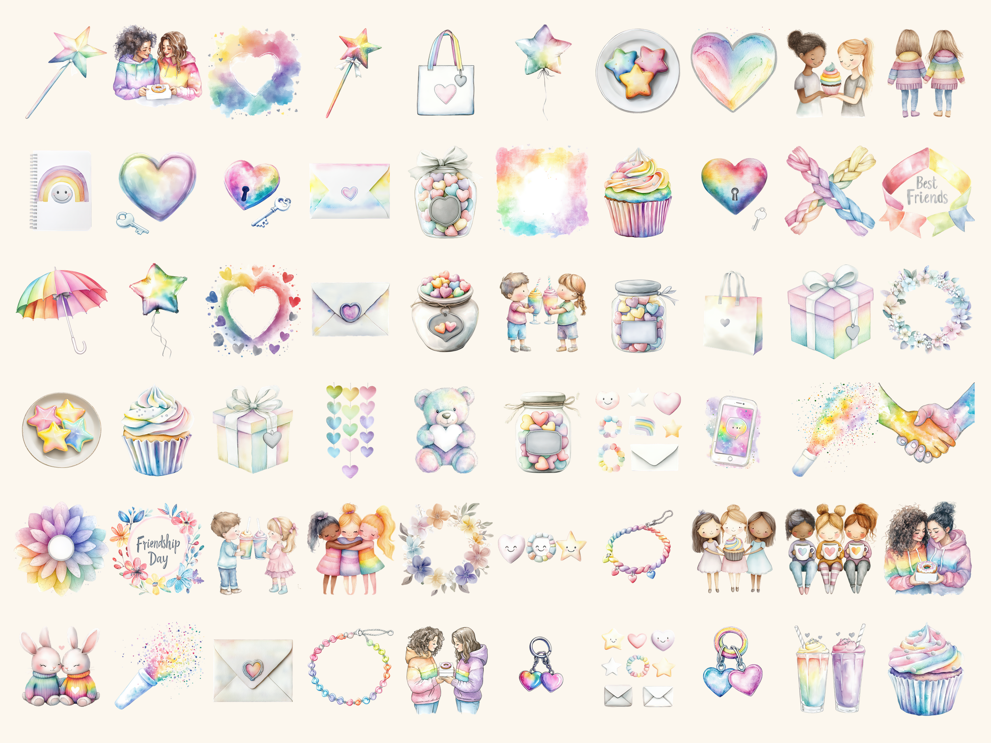 Friendship Day Watercolor Clipart