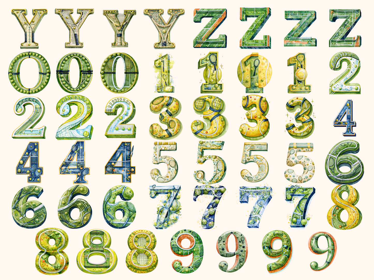 Tennis Alphabet & Numbers