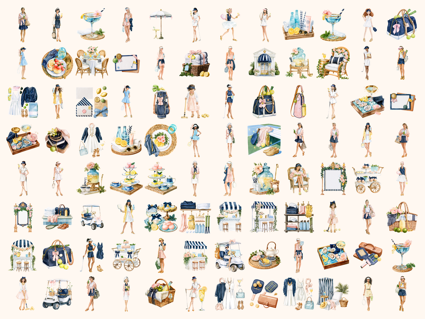 Country Club Watercolor Clipart