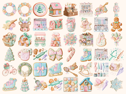 Pastel Christmas Cookies Watercolor Clipart