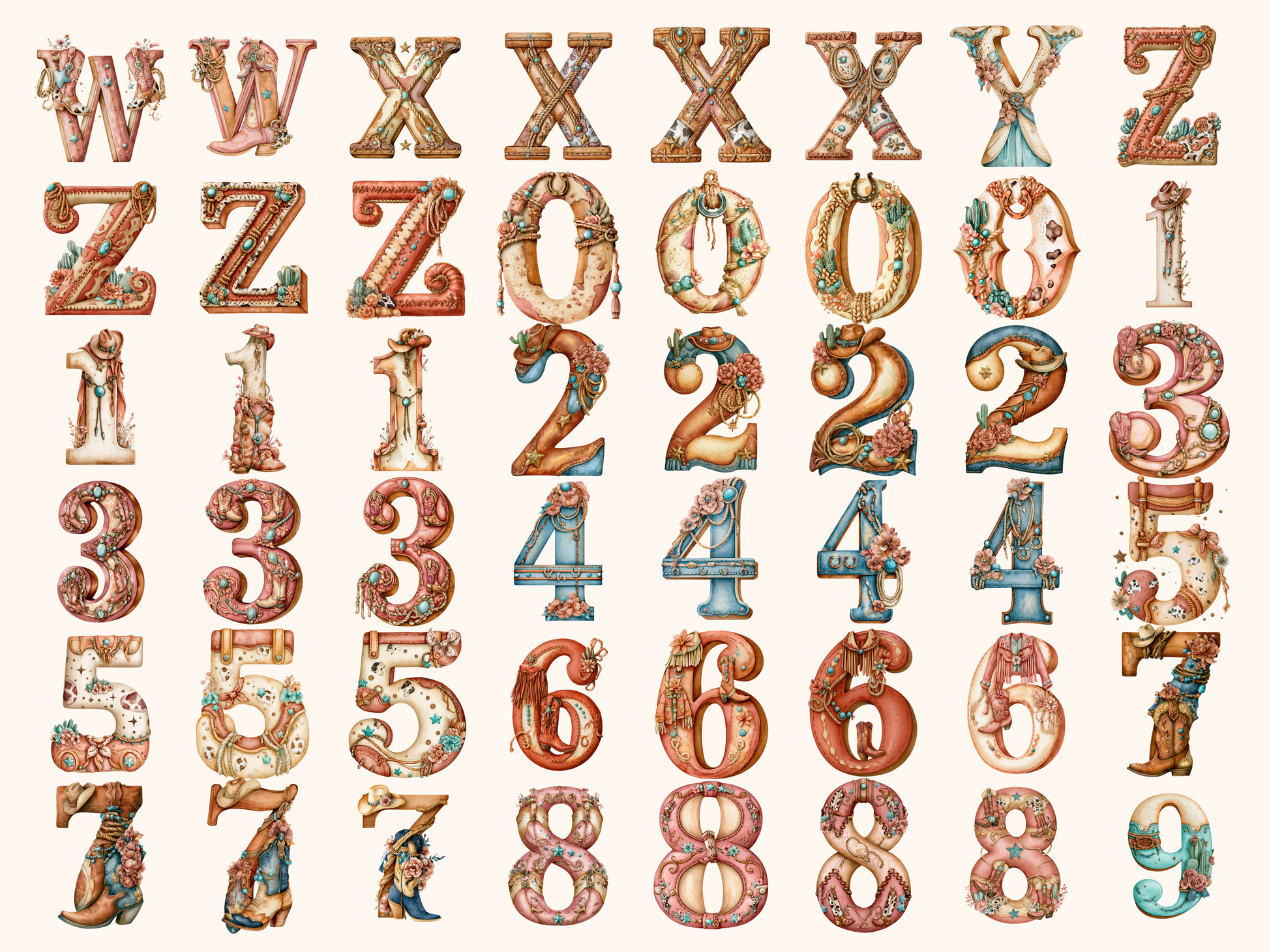Western Cowgirl Alphabet & Numbers