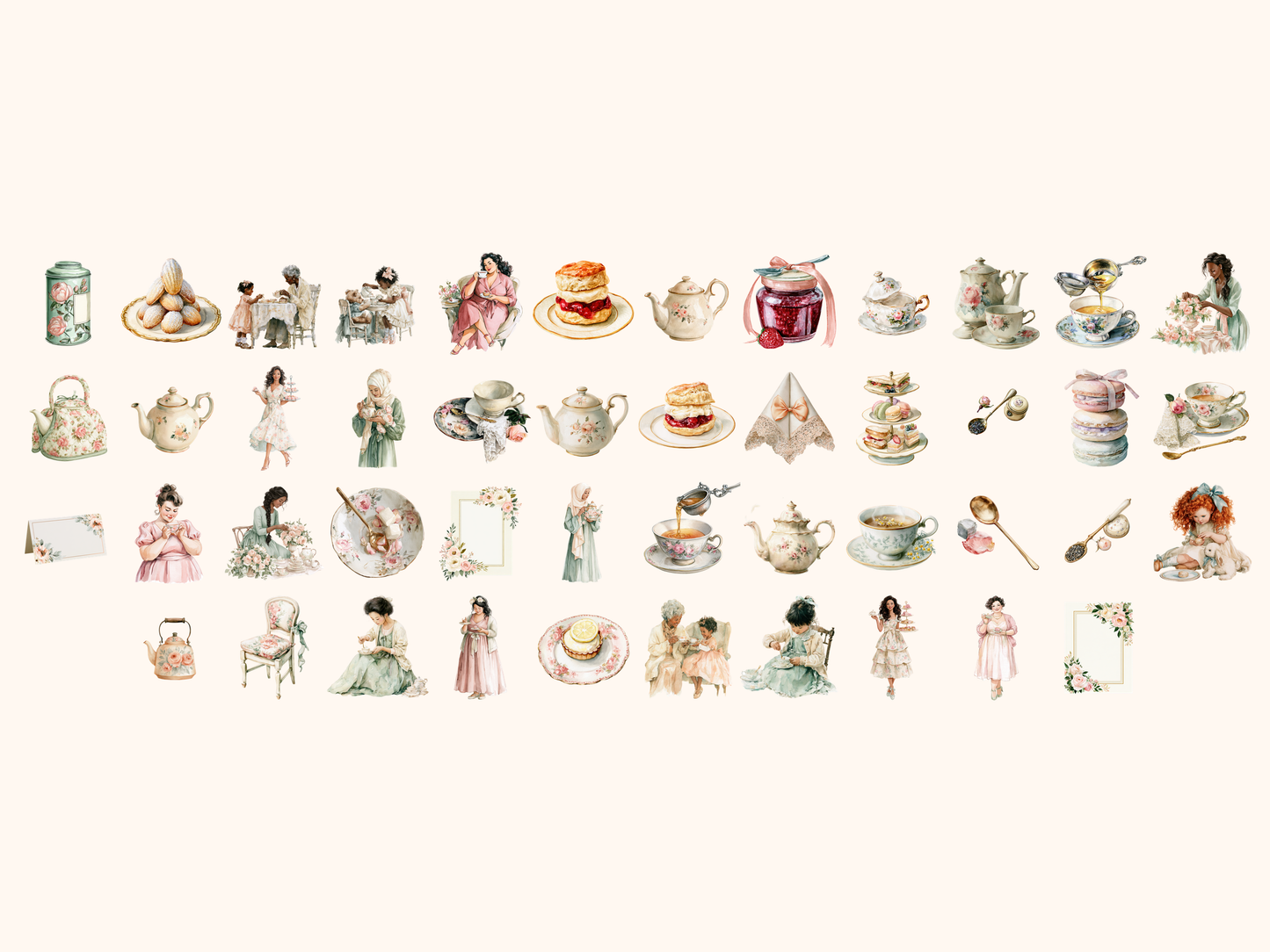 Tea Party Watercolor Clipart