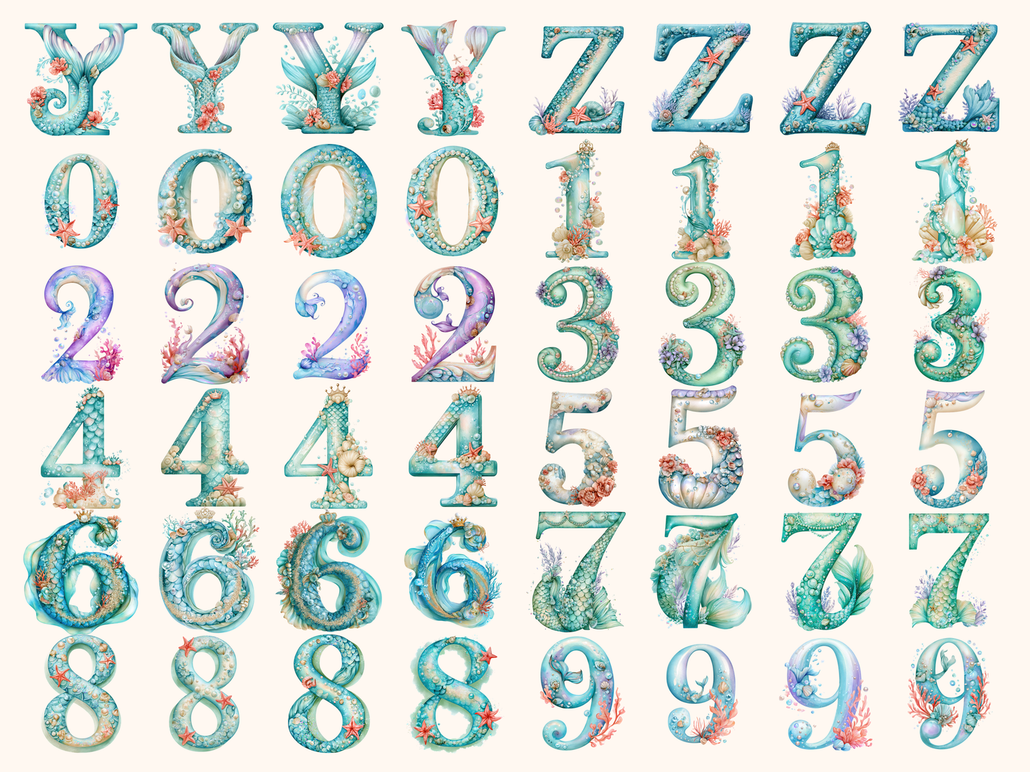 Mermaid Alphabet & Numbers