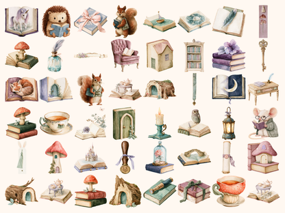 Fairytale Books Watercolor Clipart