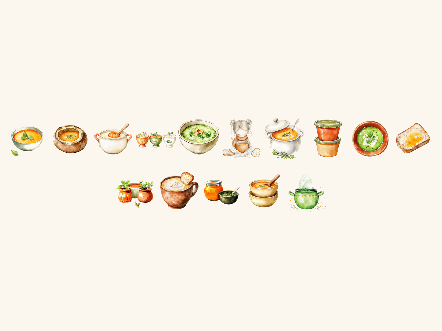 Soup Season Watercolor Clipart