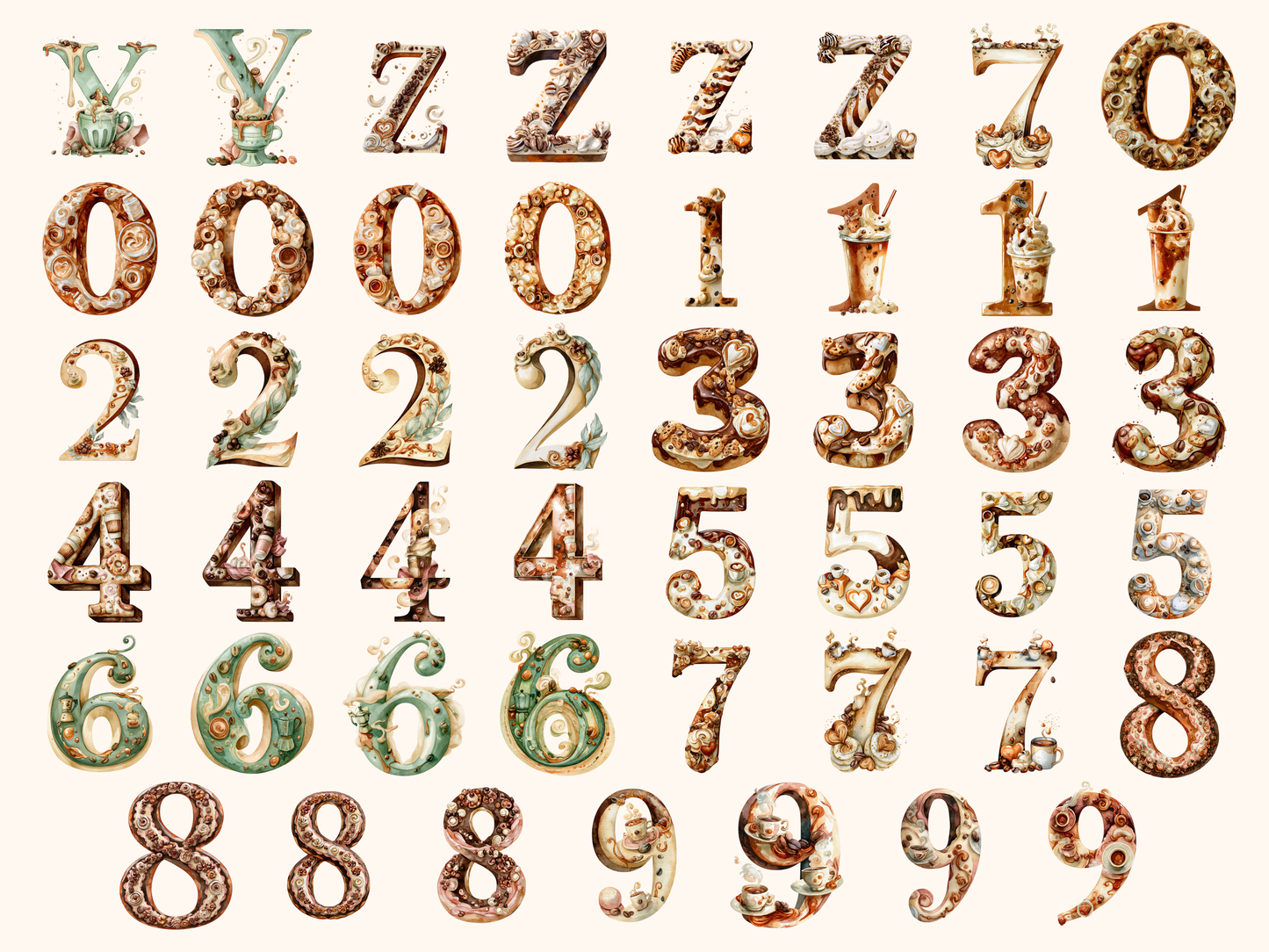 Coffee Shop Alphabet & Numbers