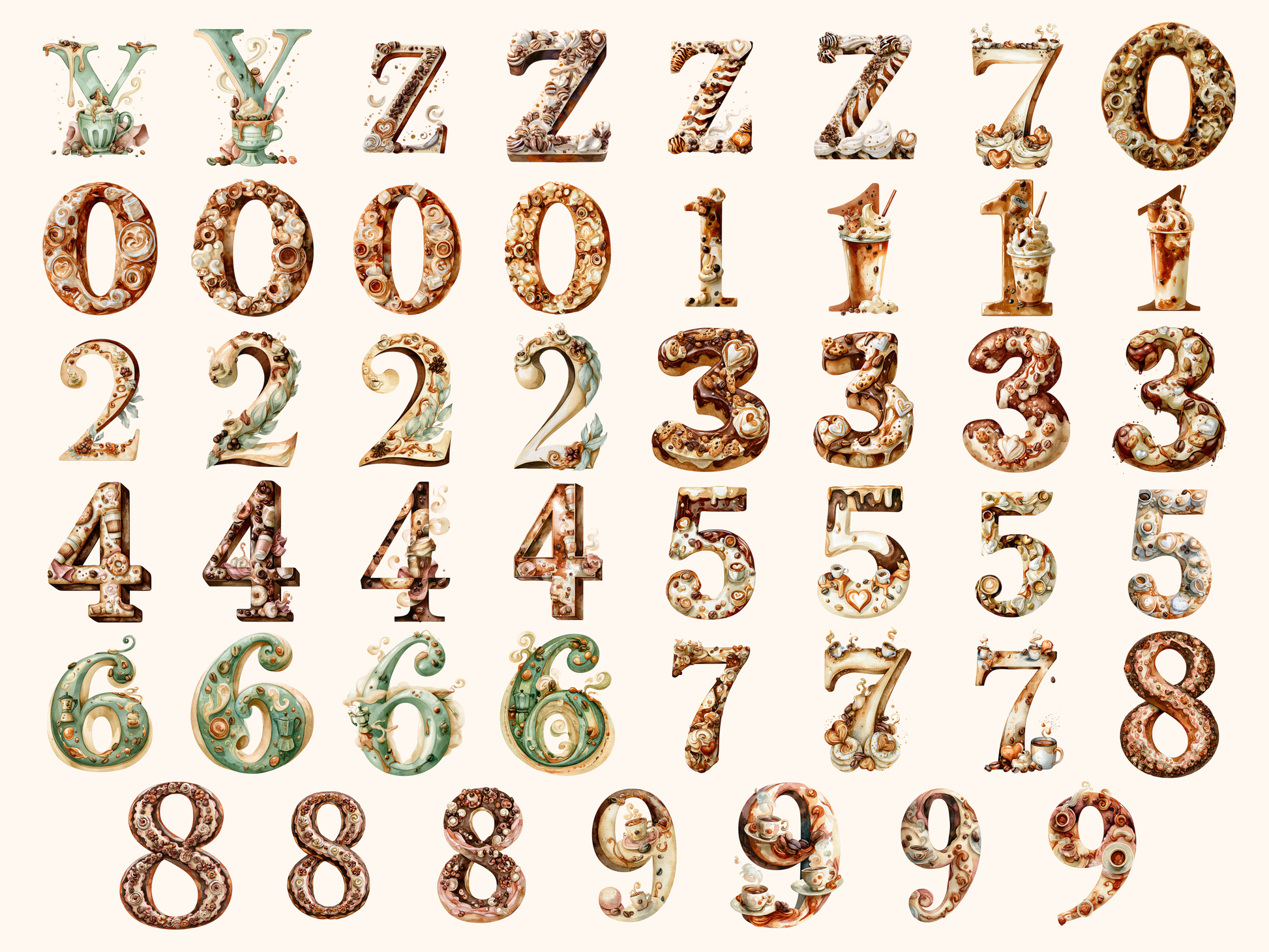 Coffee Shop Alphabet & Numbers