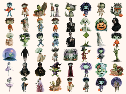 Zombies Watercolor Clipart