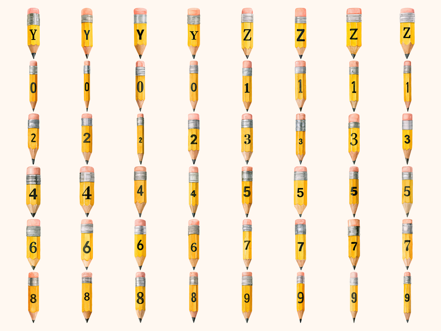 Pencils Alphabet & Numbers