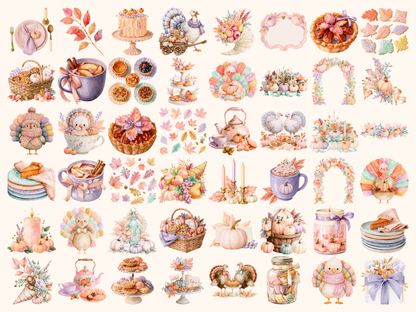 Pastel Thanksgiving Watercolor Clipart