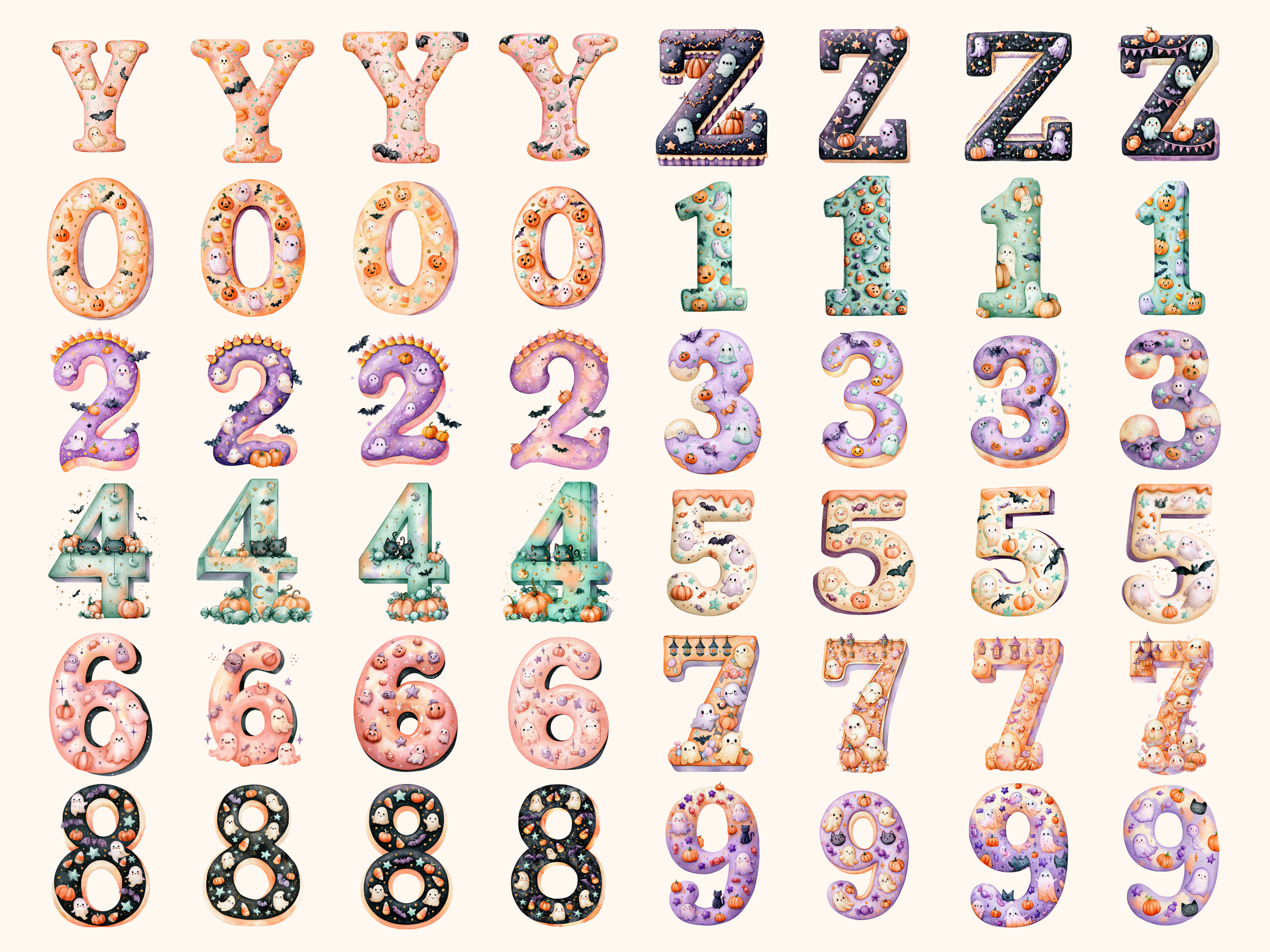 Halloween Cute Alphabet & Numbers