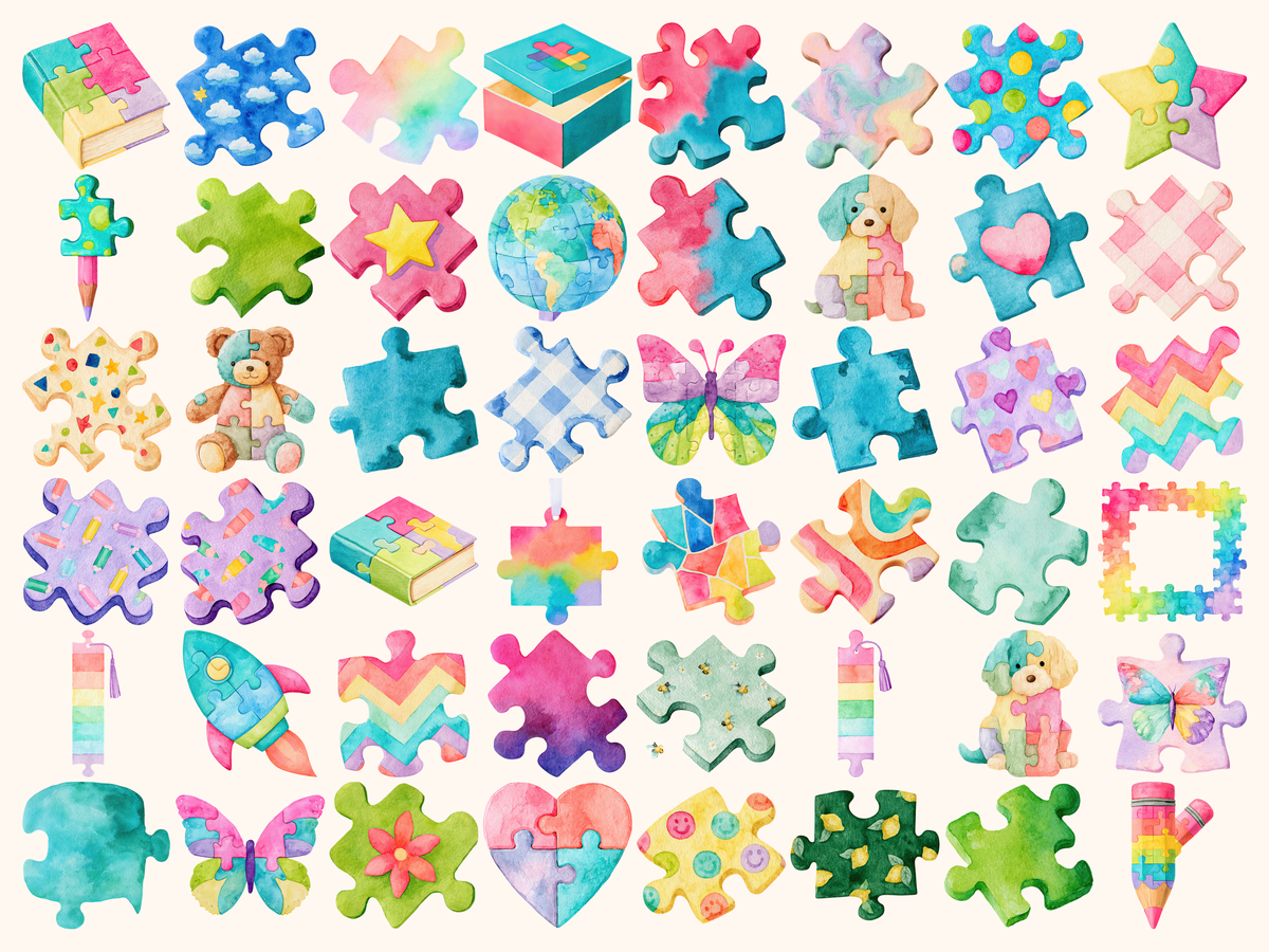 Puzzle Watercolor Clipart