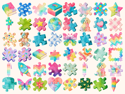 Puzzle Watercolor Clipart
