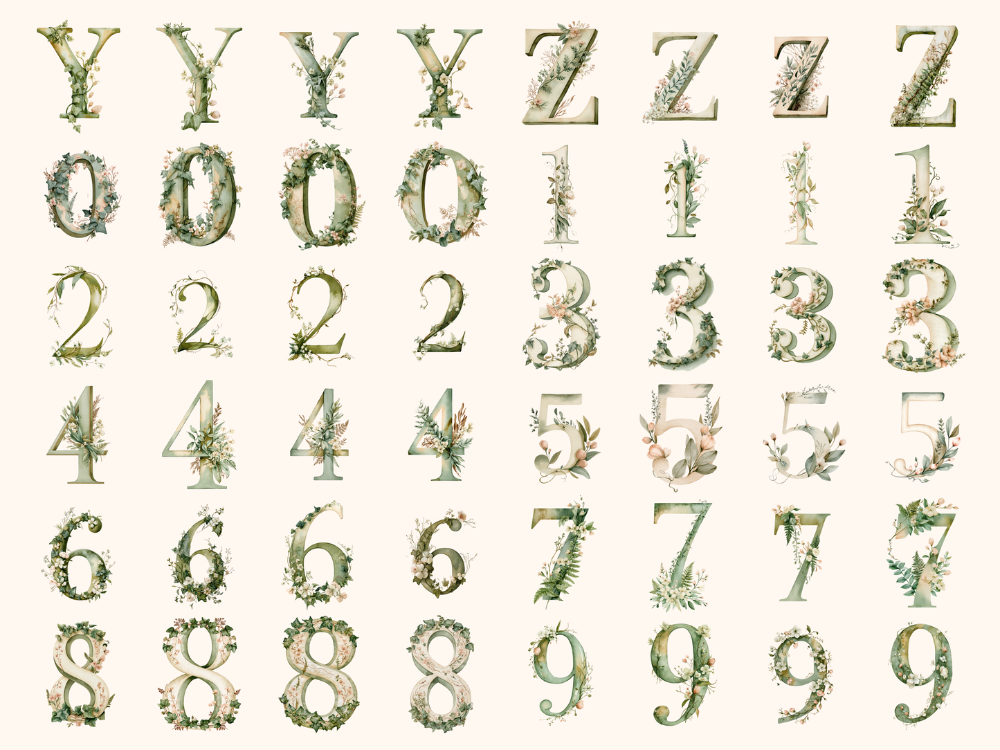 Botanical Alphabet & Numbers