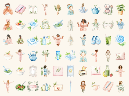 Morning Routine Watercolor Clipart