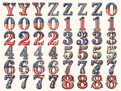 Stars and Stripes Alphabet & Numbers