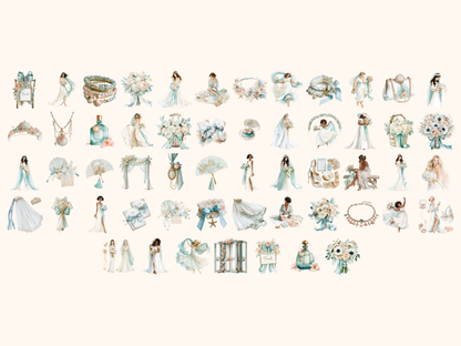 Coastal Bride Watercolor Clipart