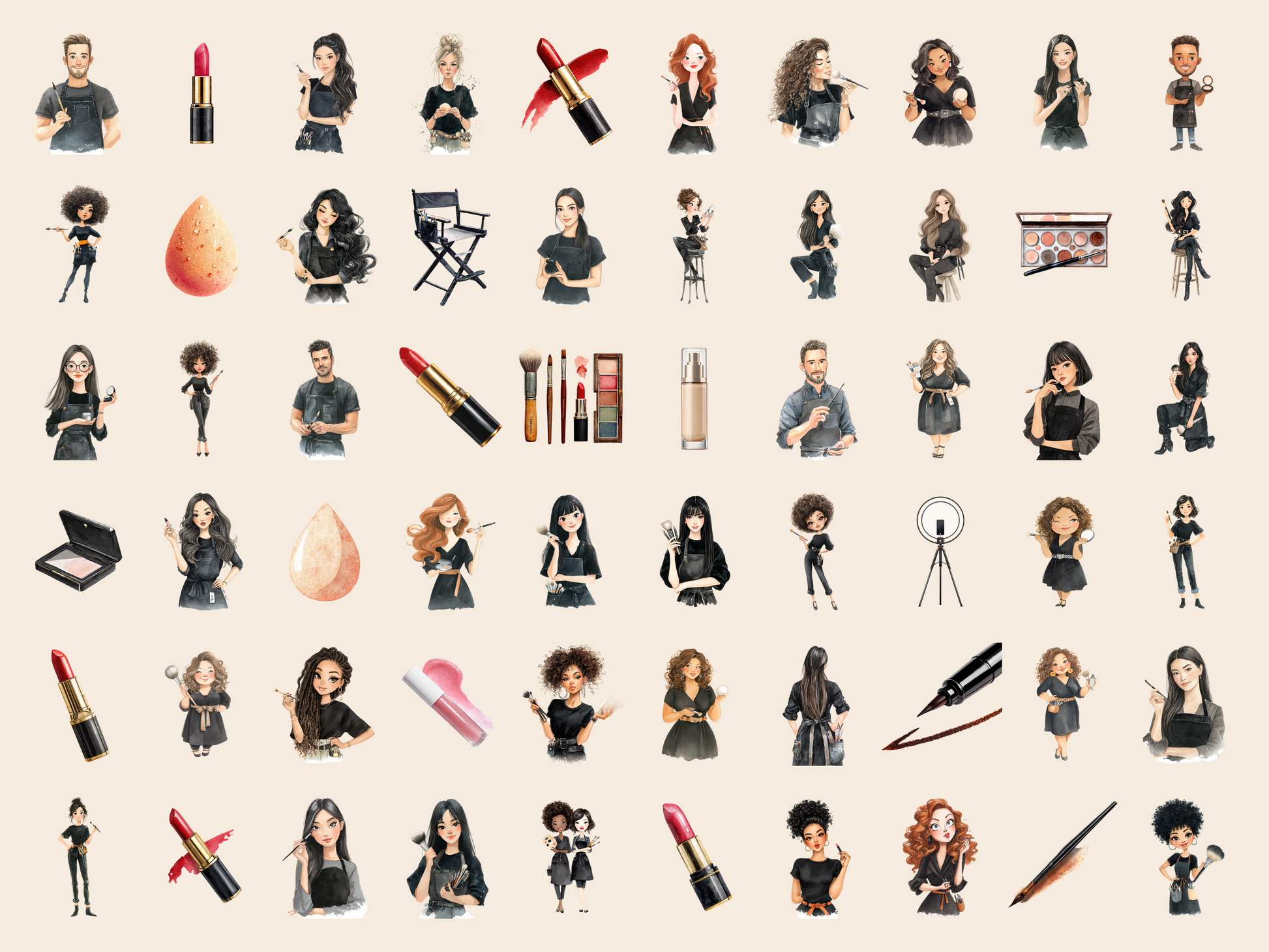 Makeup Artist Watercolor Clipart