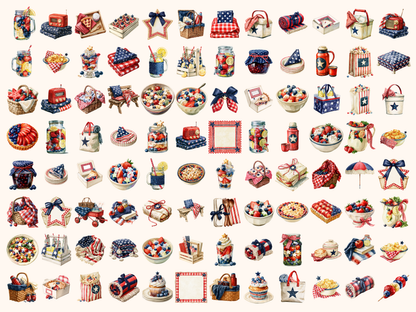 Patriotic Picnic Watercolor Clipart