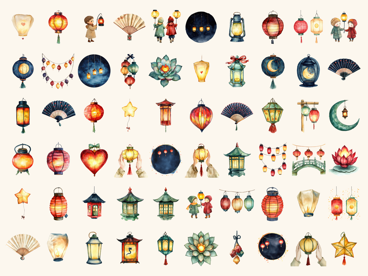 Lantern Festival Watercolor Clipart