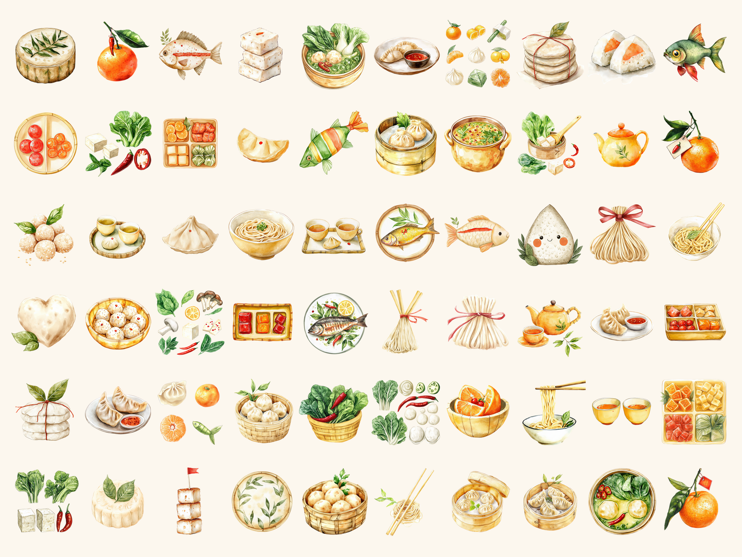 Lucky Food Watercolor Clipart