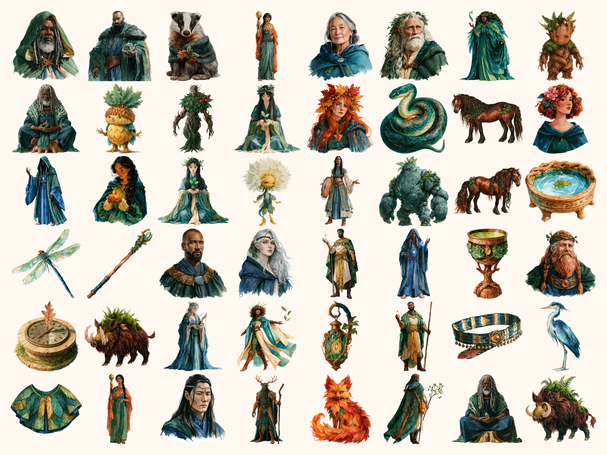 Druids Watercolor Clipart