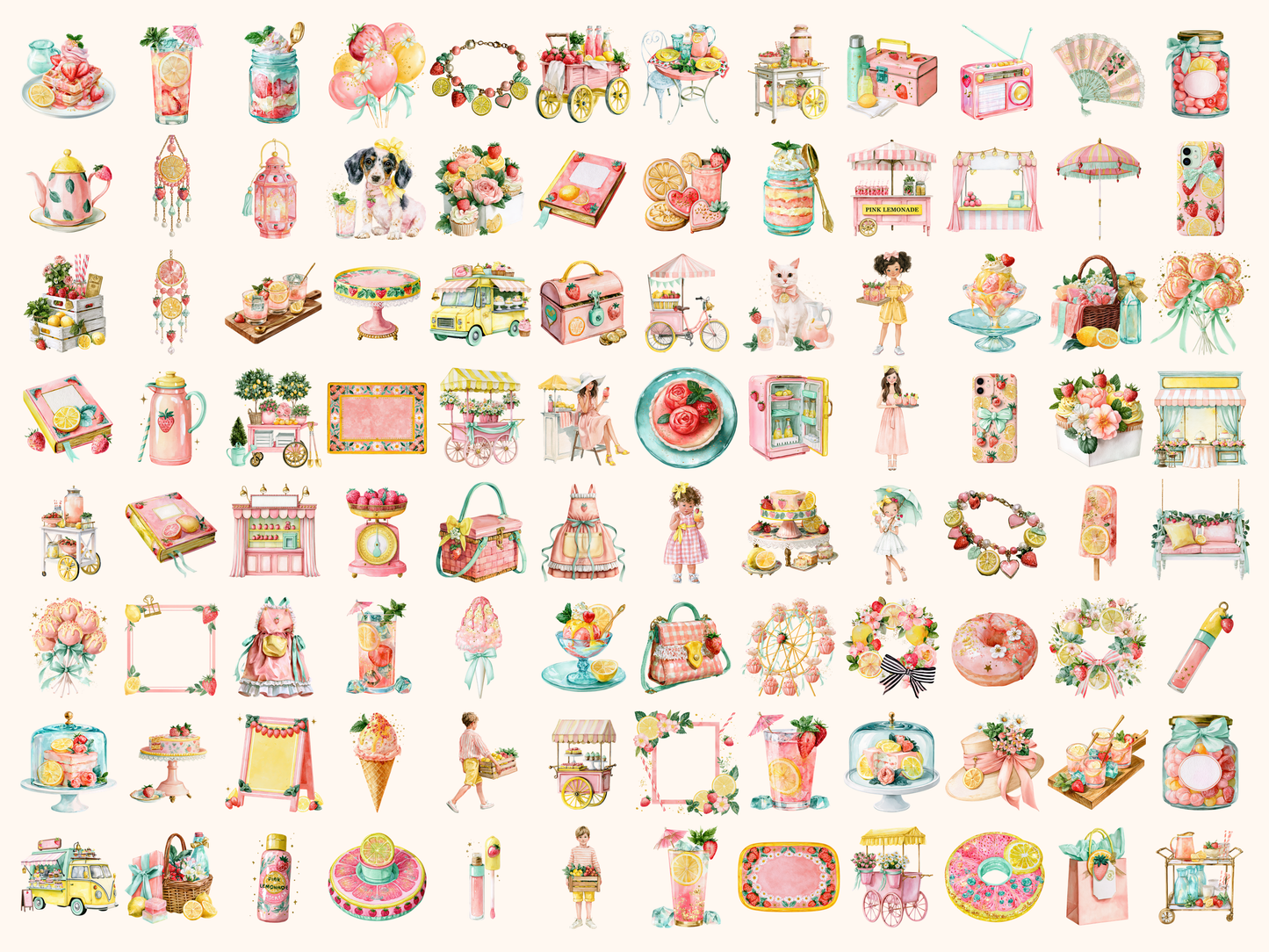Pink Lemonade Watercolor Clipart