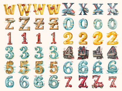 Transportation Alphabet & Numbers
