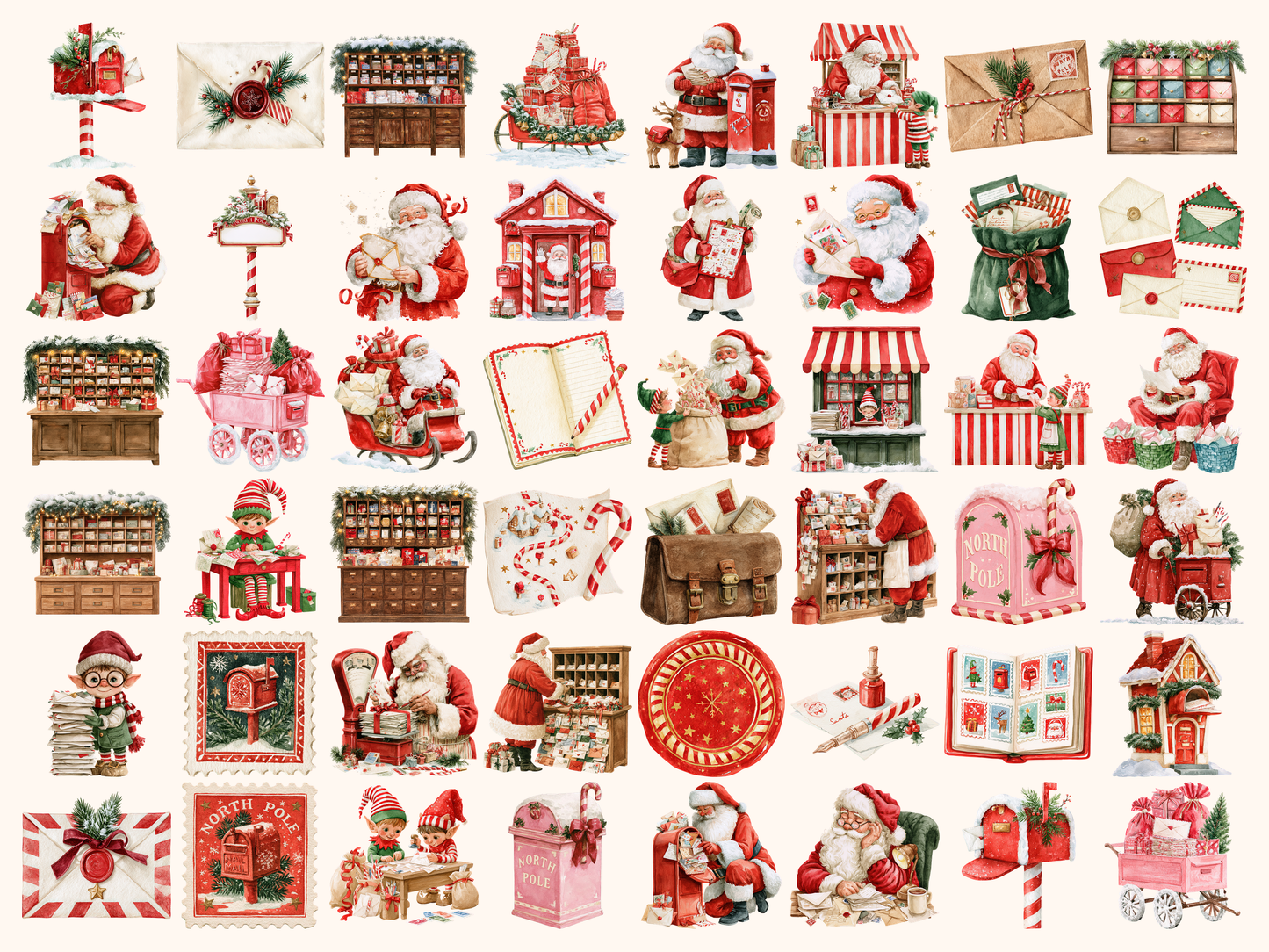 Santa’s Post Office Watercolor Clipart