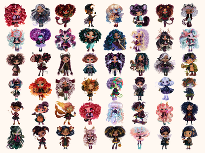 Spooky Chibi Academy Watercolor Clipart — listing preview 3