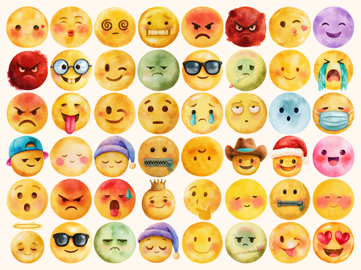 Emojis Watercolor Clipart