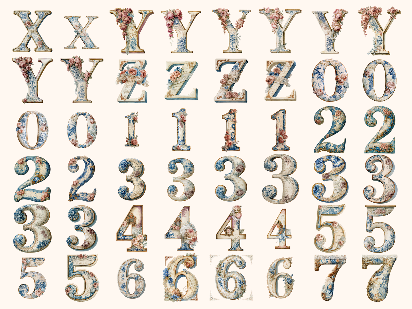 Vintage French Alphabet & Numbers