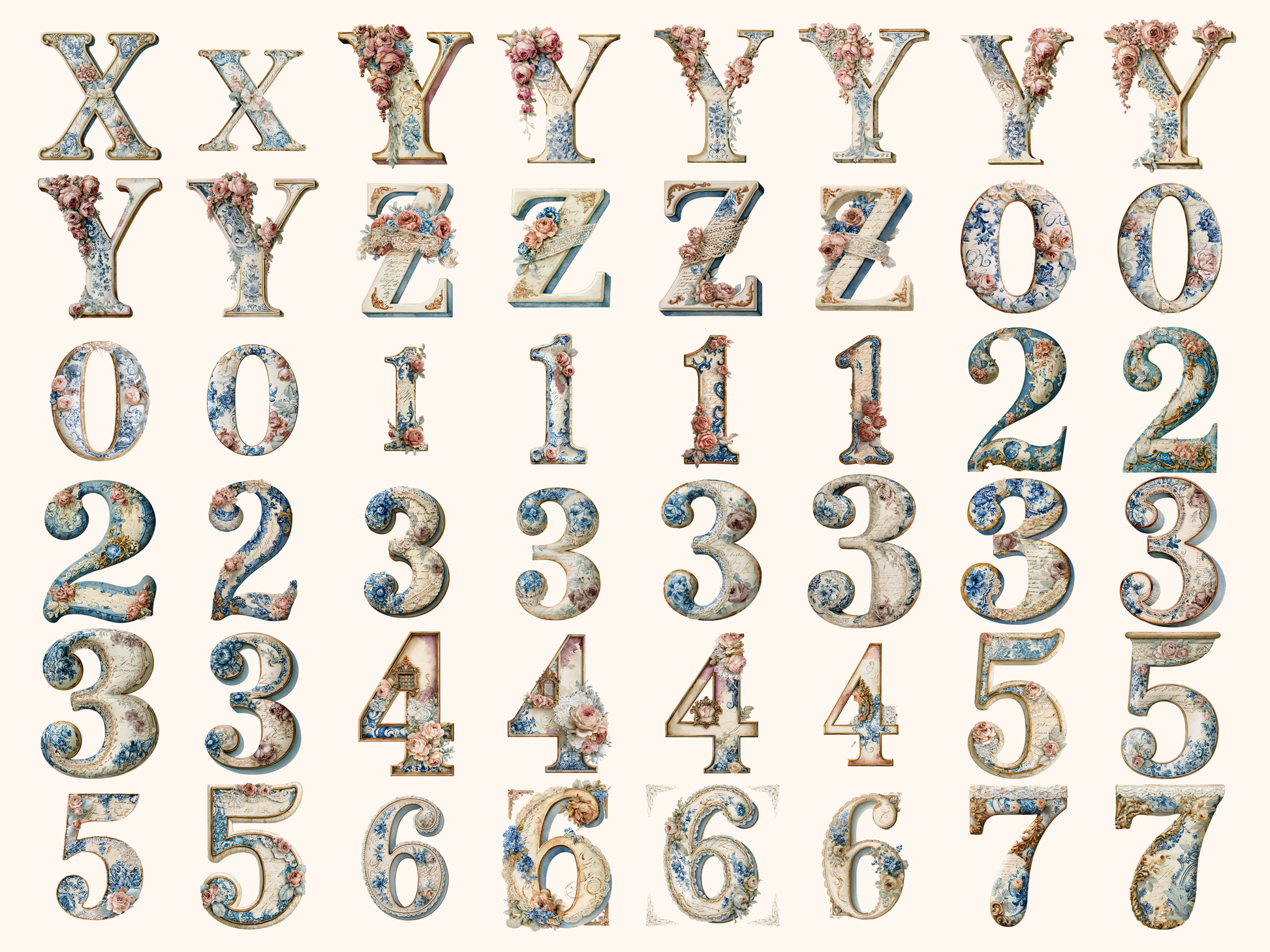 Vintage French Alphabet & Numbers