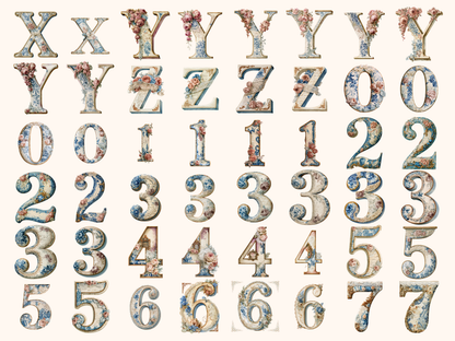 Vintage French Alphabet & Numbers