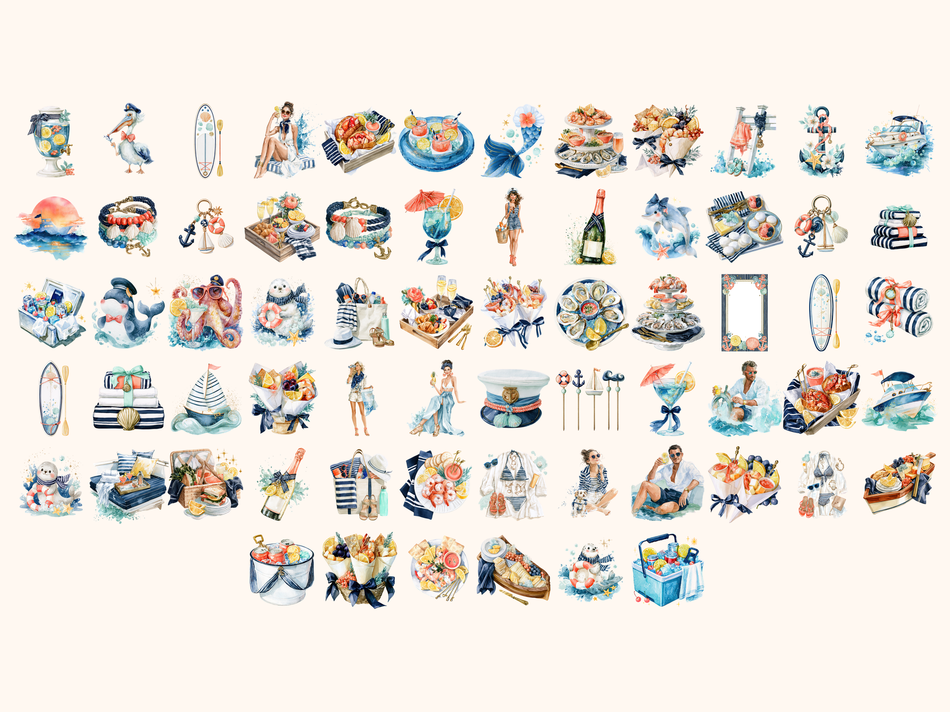Boat Day Watercolor Clipart
