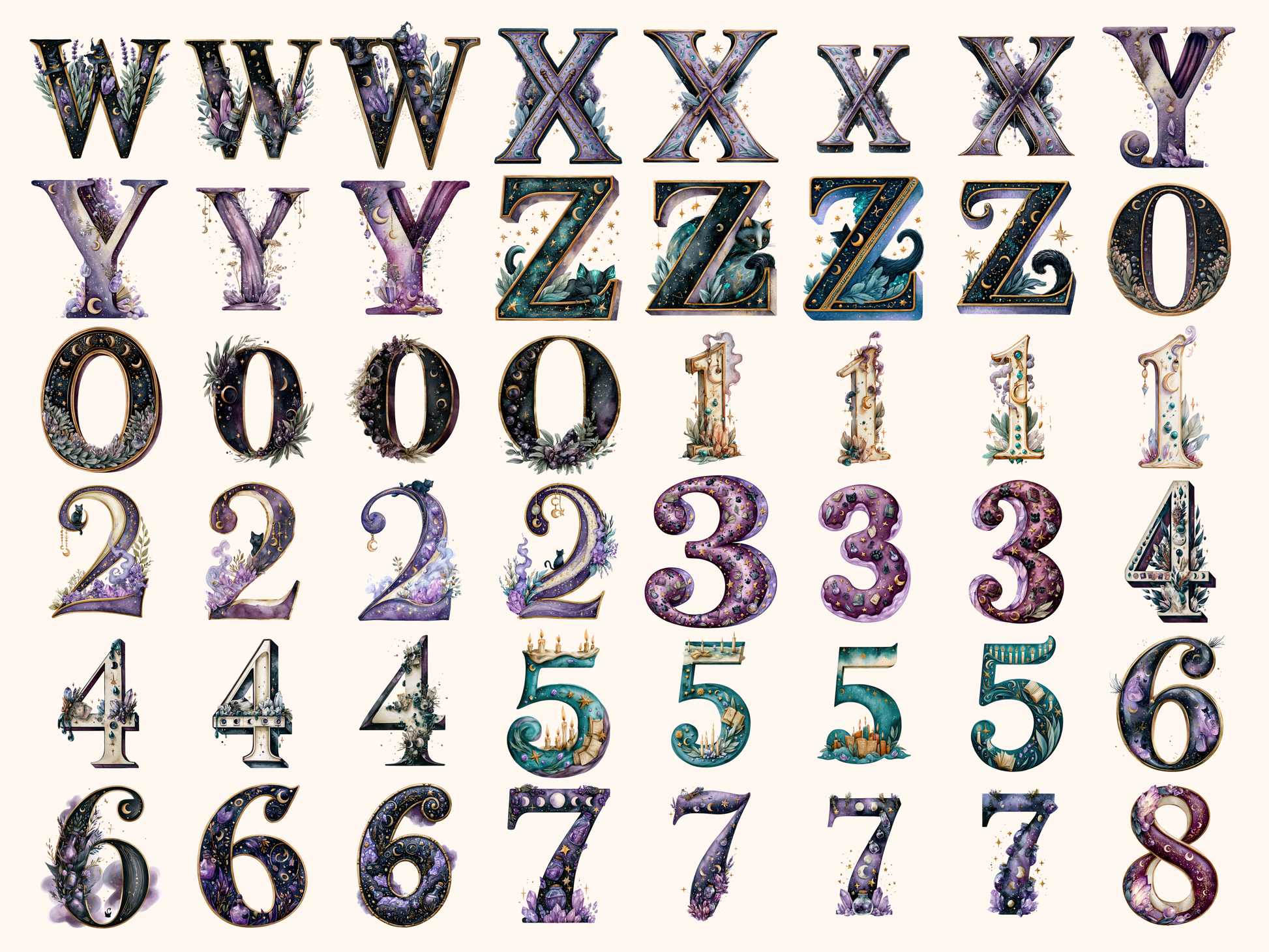 Witchy Magic Alphabet & Numbers