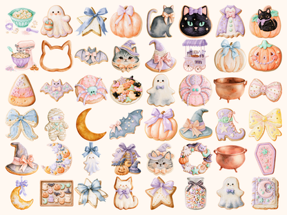 Pastel Halloween Cookies Watercolor Clipart