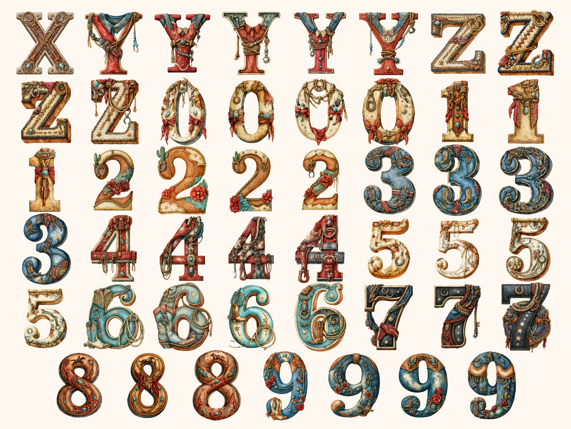 Rodeo Cowboy Alphabet & Numbers