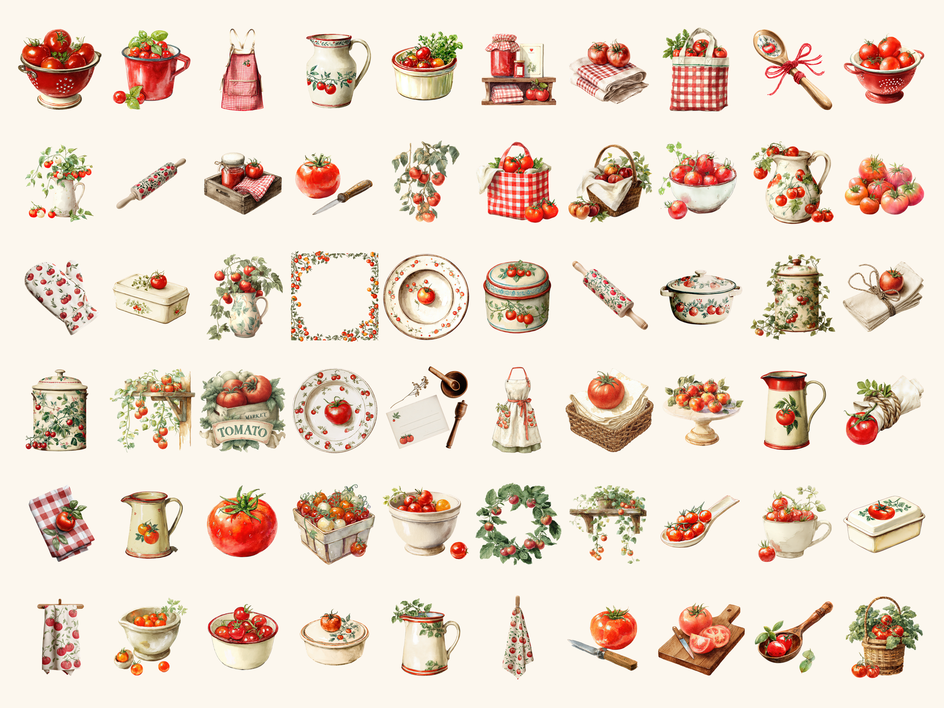 Tomato Kitchen Watercolor Clipart